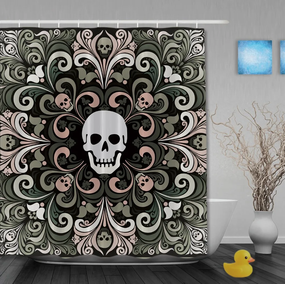 Halooween Decorastions Shower Curtain Skull European Style Shower Curtains Waterproof Fabric Custom Bathroom Curtain Whith Hooks