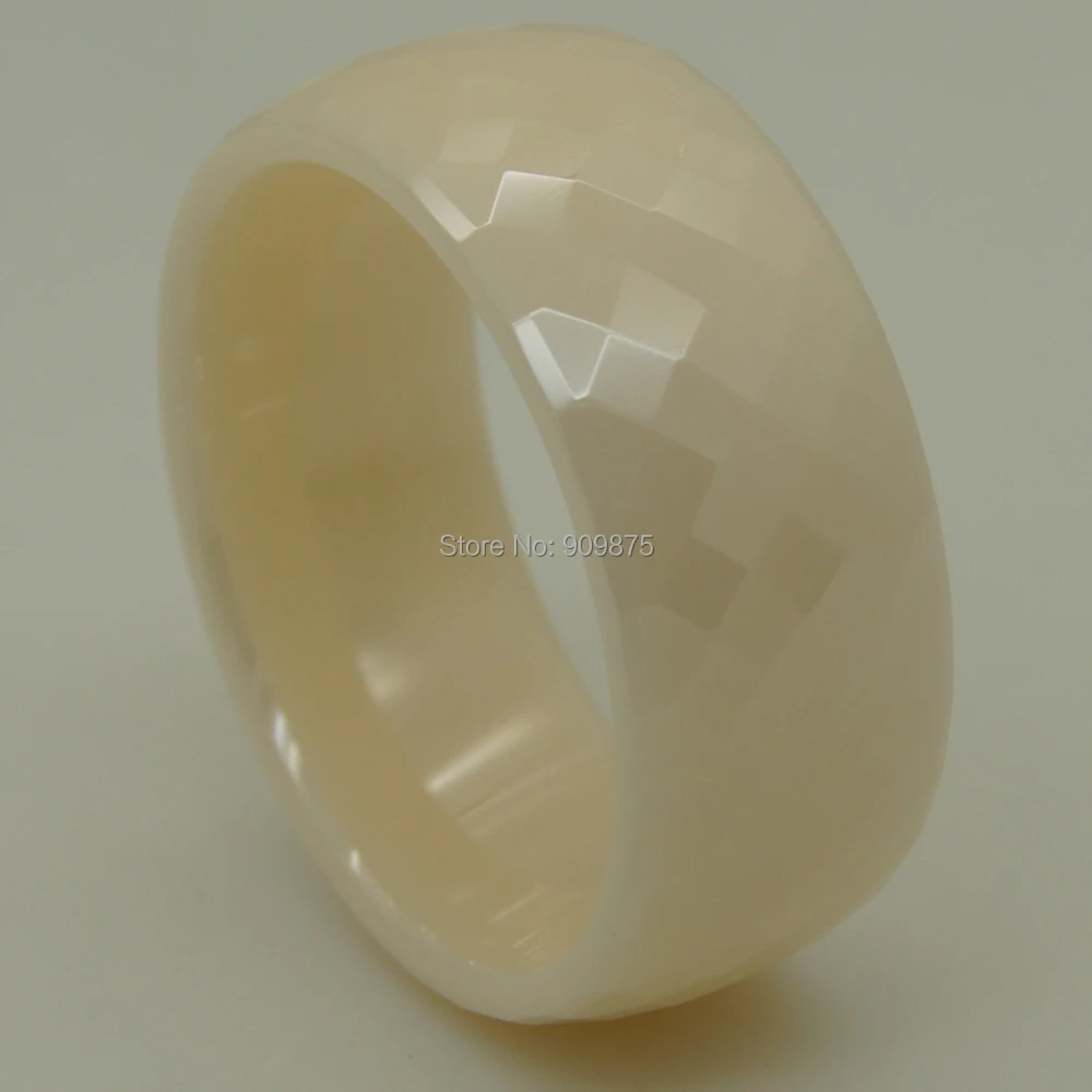 rare pearl ivory color 8mm classic multi facett  hi-tech scratch proof ceramic ring