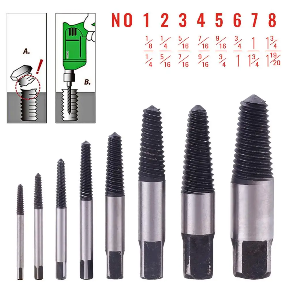 Hot Sale 8Styles Damaged Screw Extractor Easy Out Set Drill Bits Guide Broken Damaged Bolt Remover Hand Tool