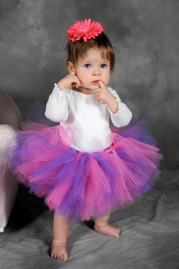 Cute Baby Girls Tutu Skirts Infant Fluffy Tulle Pettiskirts with Flower Headband Sets Newborn Birthday Party Tutus Ballet Skirt