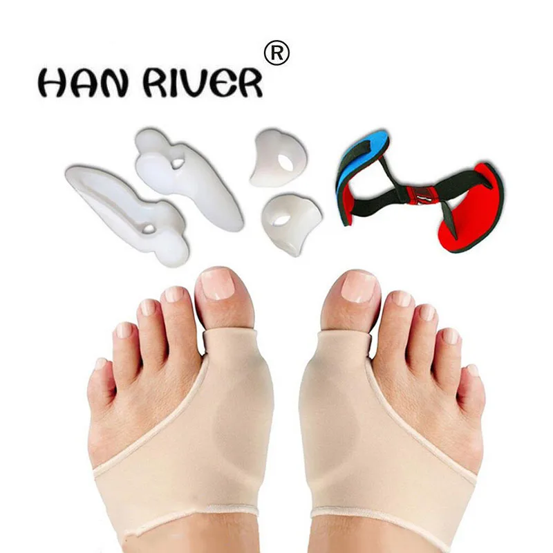 HANRIVER 7pcs/set Soft Bunion Protector Toe Straightener Toe Separating Silicone Toe Separators Thumb Feet Care Foot Pain