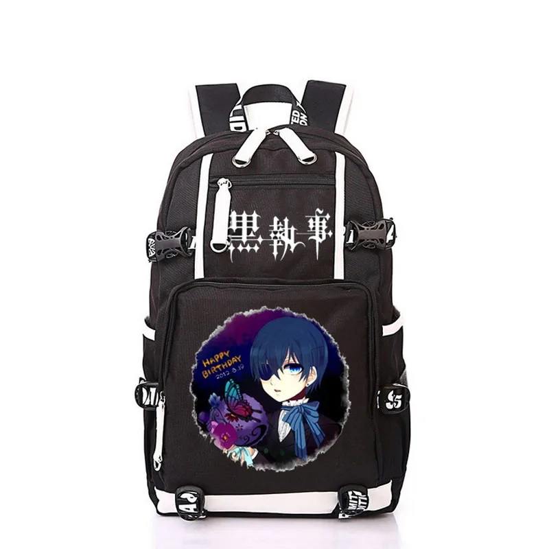 Anime Black Bulter Sebastian Michaelis Backpack Rucksack Mochila Schoolbag Bag For School Boys Girls Student Travel