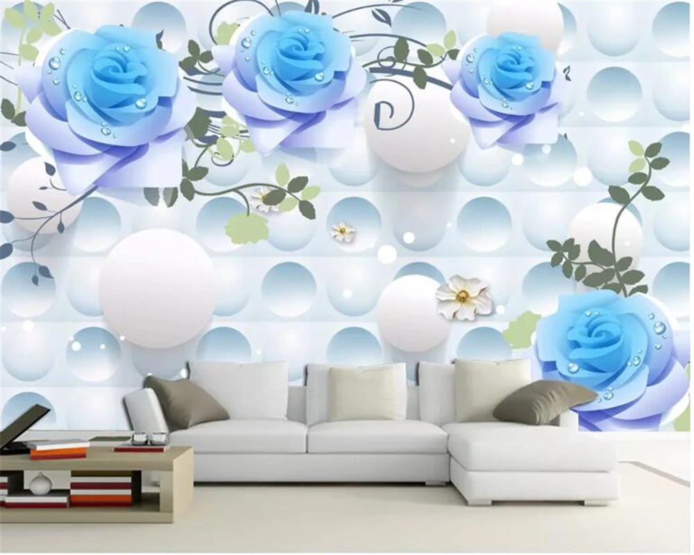 Custom photo wallpaper mural 3D fantasy blue rose stereo TV background wall wall papers home decor papier peint mural