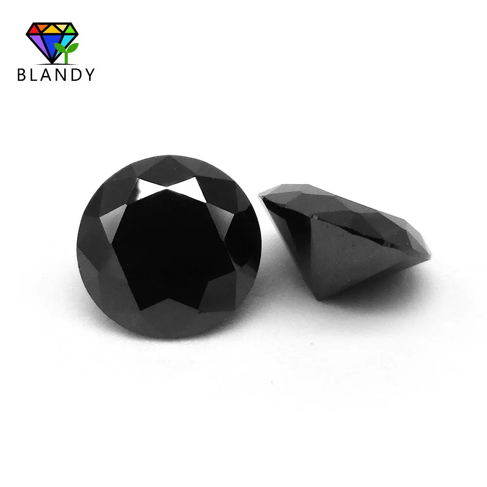 1.0~2.5mm 5A Quality CZ Stone Black Round Brilliant Cut Cubic Zirconia 100pcs Loose Stone Synthetic Gems For Jewelry