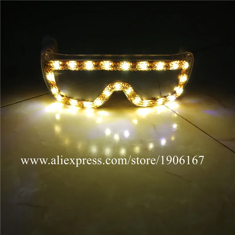 Warm Yellow  LED Luminous Party Glasses Light Up Halloween Glasses Mask For Event Supplies DJ Club Stage Show