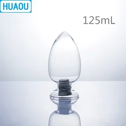 HUAOU 125mL Glass Cone Bottle Seed Specimen Display Conical Heart Form with Rubber Stopper Laboratory Chemistry Equipment