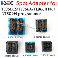 5PCS Adapters Socket Kit SOP28+SOP20+SOP16+SOP8 Adapter for TL866 TL866II Plus T48 T56 EZP2010 EZP2023 RT809F RT809H Programmer