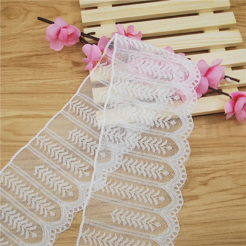 90mm Polyester Lace Trim White Fabric Sewing Accessories Cloth Wedding Dress Decoration Ribbon Craft Supplies 150yards L5210