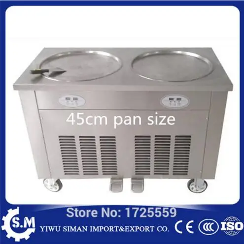 45cm stainless steel automatic fried ice cream machine with defrost plate double pan fried ice cream machine