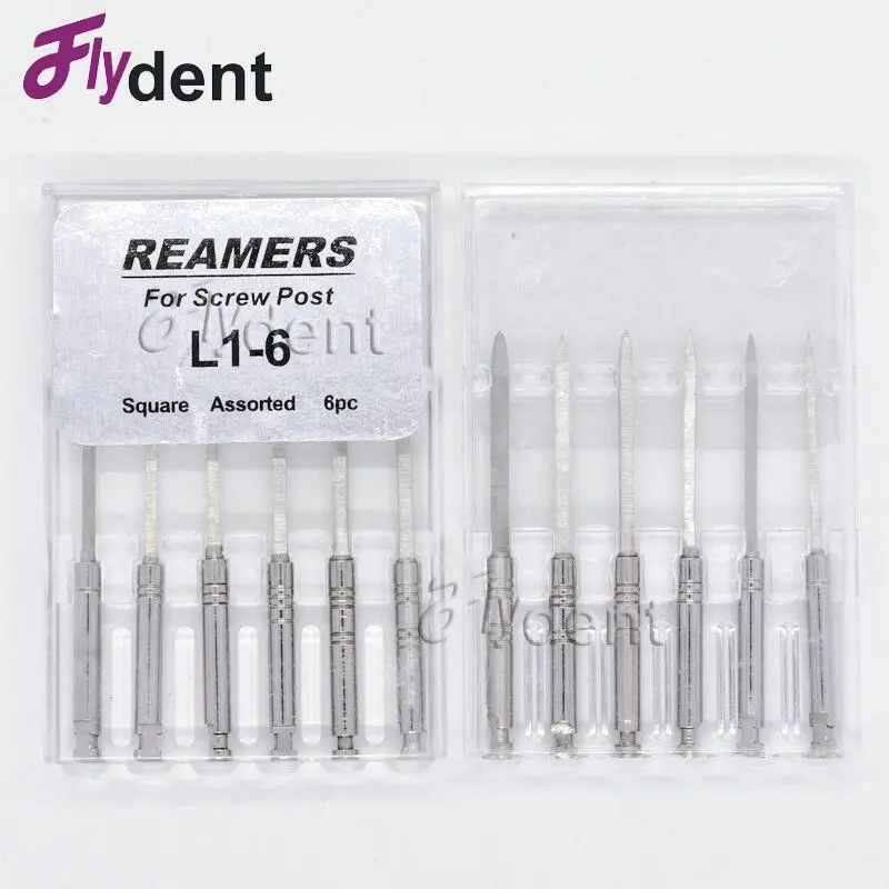 6pcs in Box Dental Drills Post Stainless Steel Screw Post Supplies Dental Materials Reamers L1-6