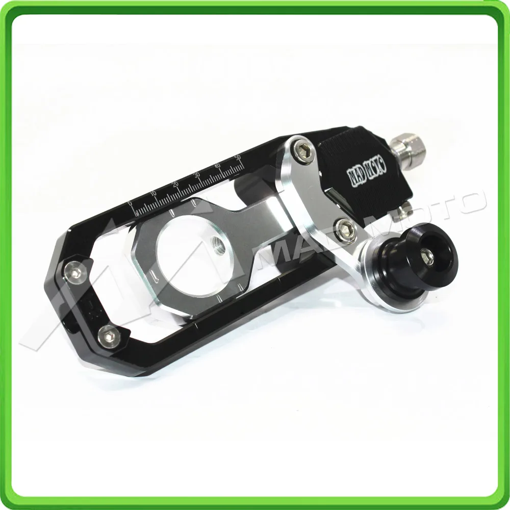 Motorcycle Chain Tensioner Adjuster with bobbins kit for Yamaha R1 YZF-R1 2007 2008 2009 2010 2011 2012 2013 2014 Black&Silver