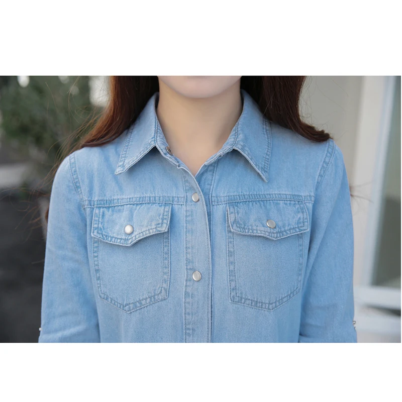 Long Denim Jacket Women 2018 New Arrived Women\'s Jeans Jackets Soild Female Coat Casual Turn Down Collar Women Outwear XZ387