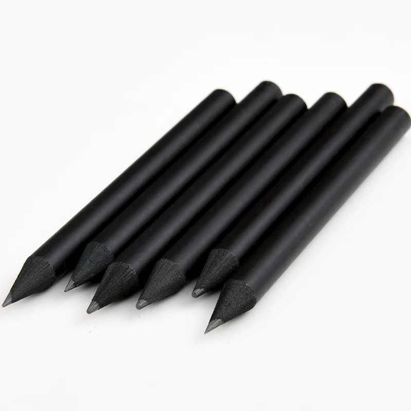 12pcs Black Wood Short Pencils Customized Accpet 88mm Pre-sharpened HB Pencils for Hotel Cantin Meeting Writing Supplies