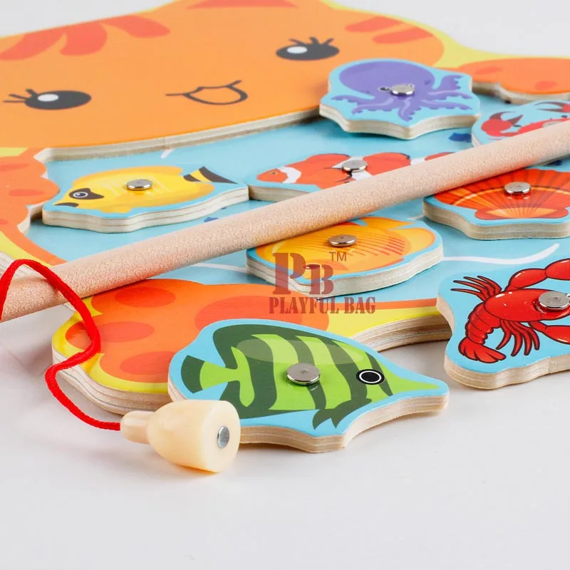 Frog cat fishing QZF01 children fishing toys magnetic puzzle fishing pool rod baby 3 years old parent-child interactive game