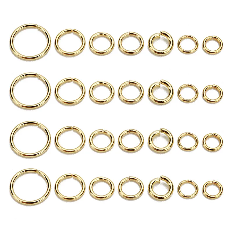 SAUVOO 100Pcs/lot Stainless Steel Open Jump Ring 4/5/6/8mm Dia Round Gold Color Split Rings For Diy Jewelry Making Findings