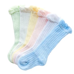 Baby Socks Spring Summer Baby Girls Knee High Socks Leg Warmers Solid Cotton Long Sock for Baby Girls Socks 0-24 Months