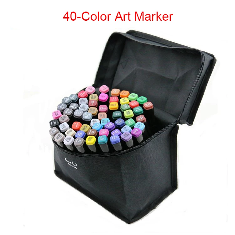 40 Pcs/Lot Low-Price Colorful 40-Color Two-Tipped Art Marker for Drawing & Design & School Stationery & Office Supply