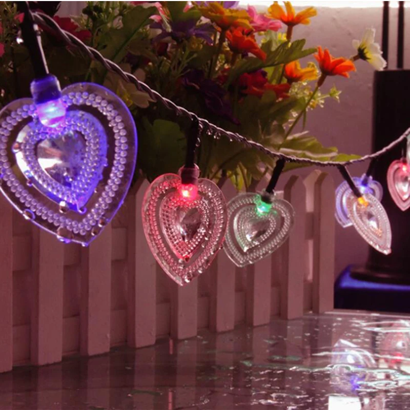 

Led Solar Lamp 20led Solar Heart-Shaped Luminous String Garden Color Christmas Lights Outdoor Decoration Holiday Lights String