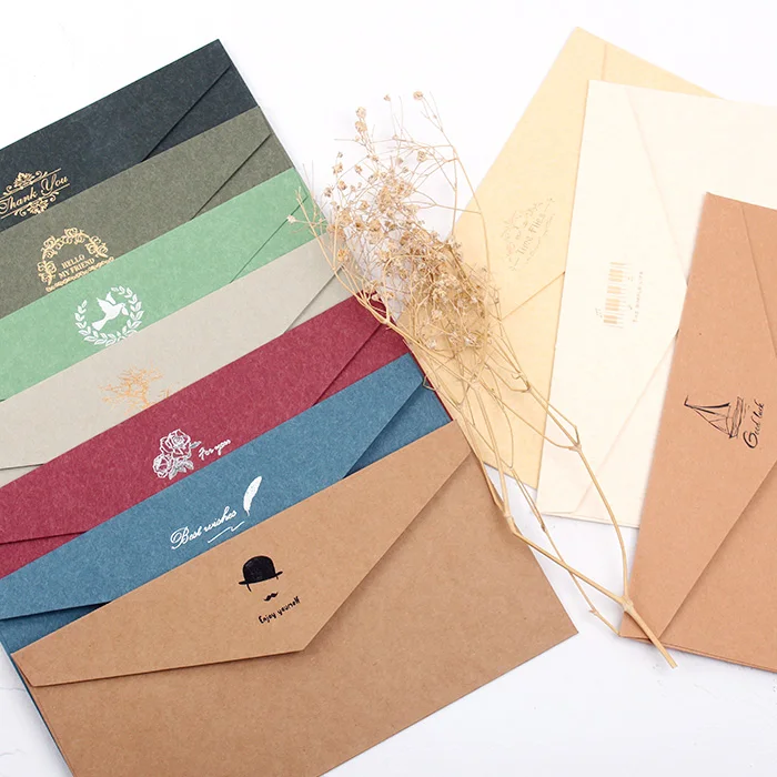 

22*11cm Vintage Colour Gilding Blank Kraft Paper Envelopes Wedding Party Invitation Envelope Greeting Cards Retro Gift Envelope