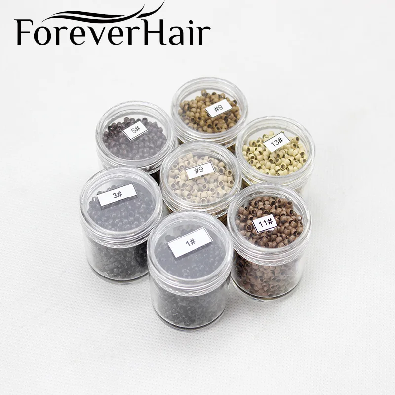 Forever Hair – anneau d'extension de cheveux, 1000 pièces/bouteille, 3mm x 2mm x 2mm, perles en cuivre, Nano anneau, outils d'extension de cheveux