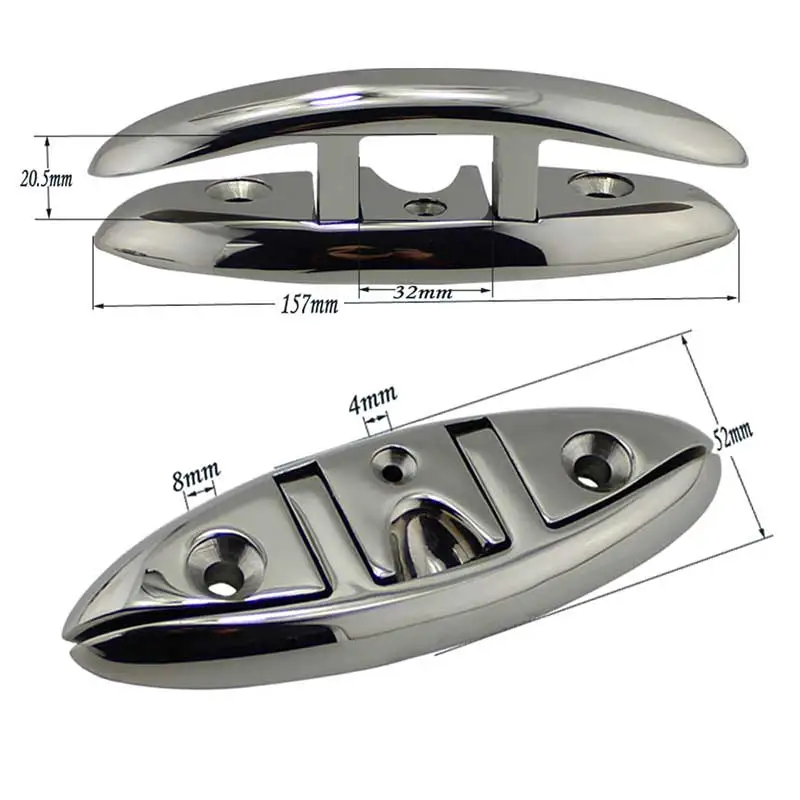 6inch Marine Grade Boat Stainless Steel 316 Folding Pull Up Cleat Dock Deck Marine Hardware Line Rope Cleat for Ship Yacht Boat