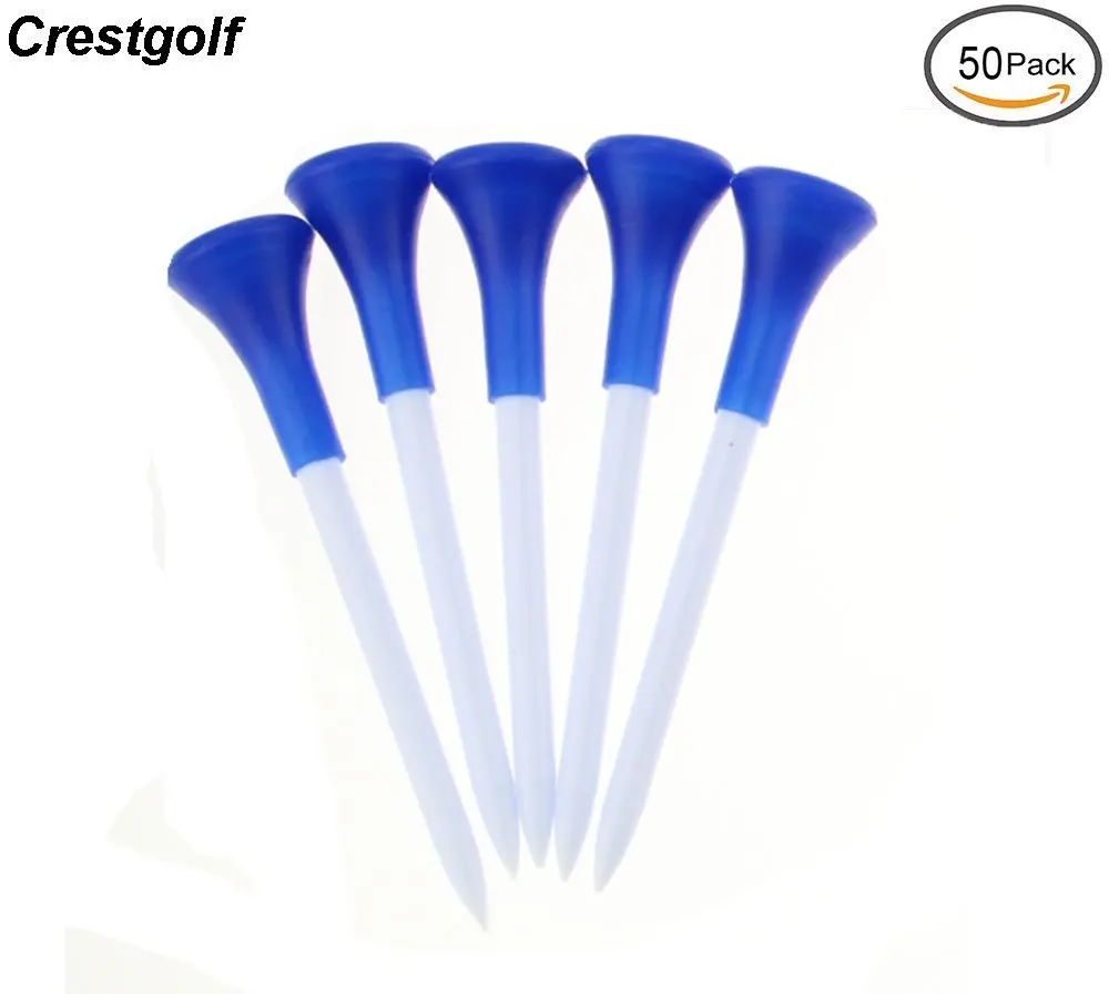 تي شيرت جولف بلاستيكي مقاس 2-1/8 بوصة، 2-3/4 بوصة، 3-1/4 بوصة مع وسادة مطاطية علوية - متين للغاية للاستخدام على المدى الطويل 50 قطعة/الحزمة