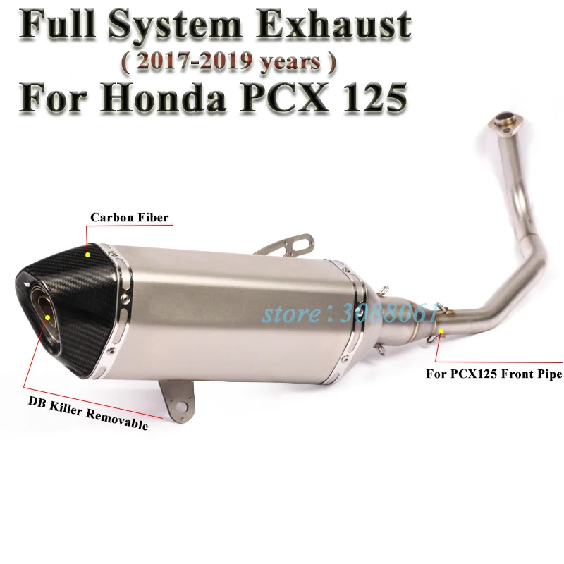 Slip On For Honda PCX 125 2017 18 2019 PCX150 Motorcycle Exhaust Escape Scooter Modiifed Front Mid Link Pipe Muffler DB Killer