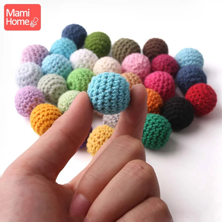 Mamihome 16mm 10PC Crochet Beads Wooden Teether Cotton Thread For DIY Making Necklace Bracelet Wooden Blank Children'S Goods Toy