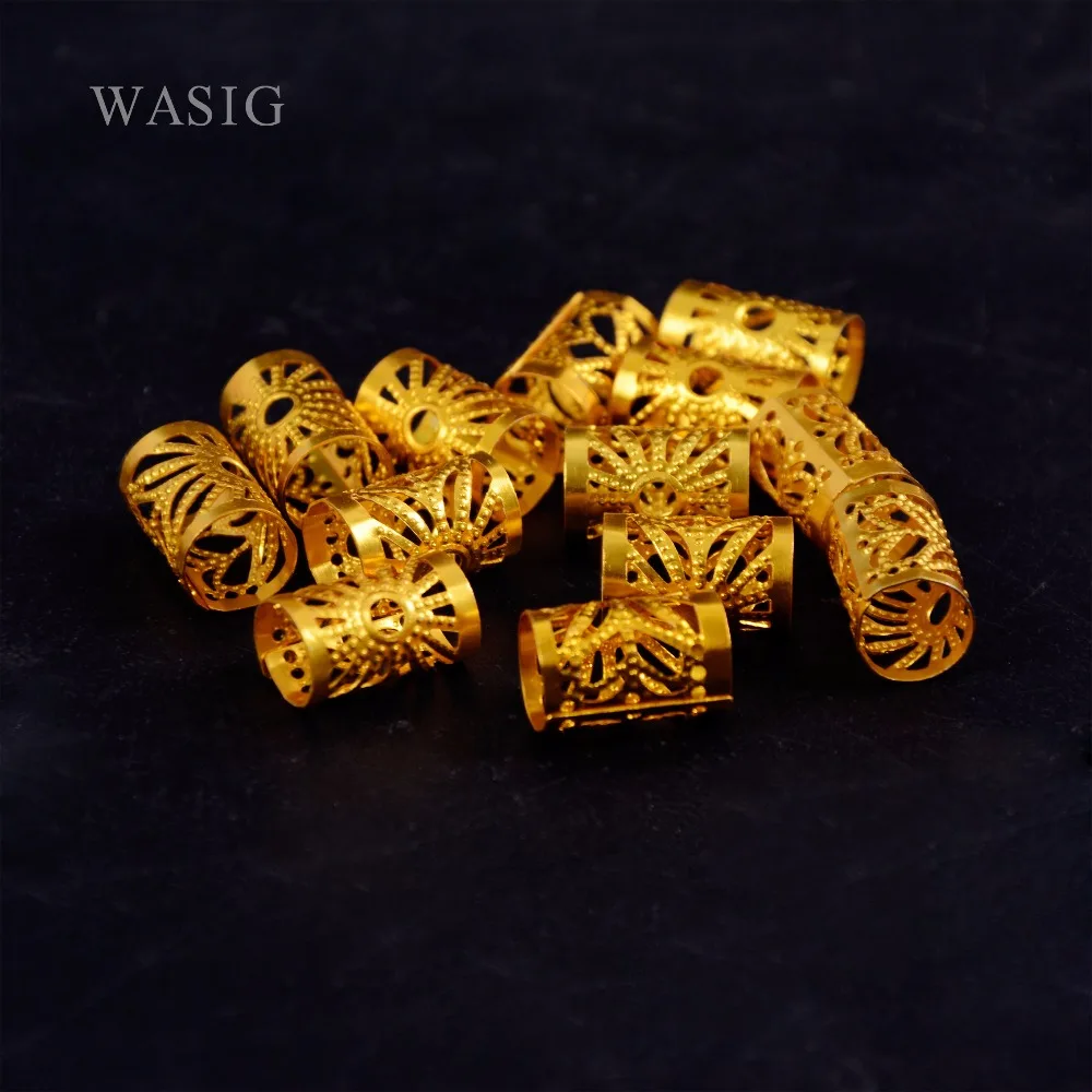 

100 Pcs/Lots Golden/Silver hair dread Braids dreadlock Beads adjustable cuff clips approx 15mm hole