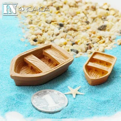 Miniaturas de resina Retro de madera, Banco de barco, juguetes, microadornos de decoración de jardín, terrarios de playa, accesorios de bricolaje