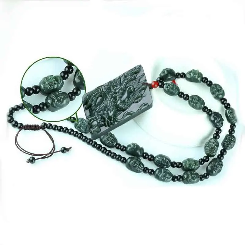 Authentic Natural Hetian Jade Dragon Hanging Male Zodiac  Brand  Head Hanging and Hotan Jade 18 buddht  pendant