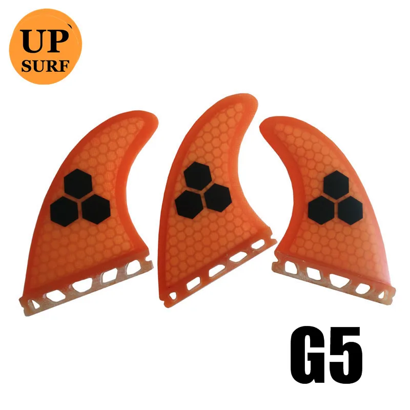Tri Fin Set Enkele Tabs Vinnen S/M/L Surf Vinnen Surfplank Fin Oranje/Geel/Blauw/Grijs/Groen Met Zwart Logo Honingraat Glasvezel