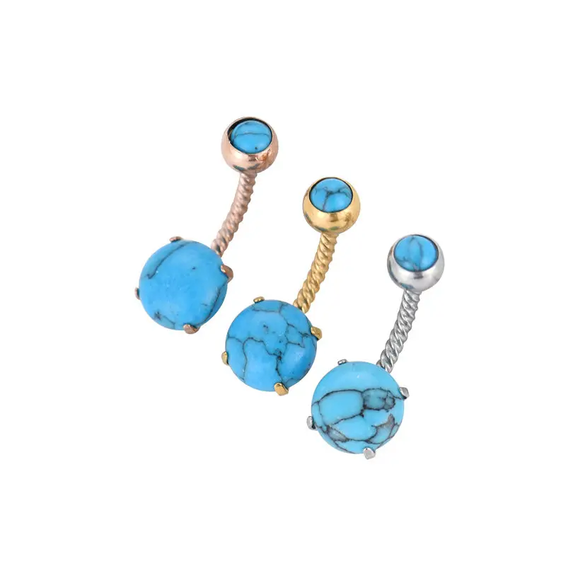 

50pcs Body Jewelry Piercing New Twist Navel Belly Button Bar Navel Body Piercing 14g Free shippment Blue Stone Navel Bar New