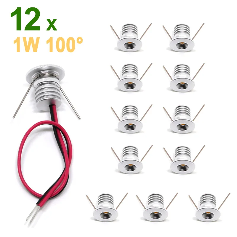 

12pcs/lot Minitype Recessed LED Light DC3.0-3.4V 1W Stairway Passageway Ceiling Lights Showroom Gallery Cabinet Lamps Hole D15mm