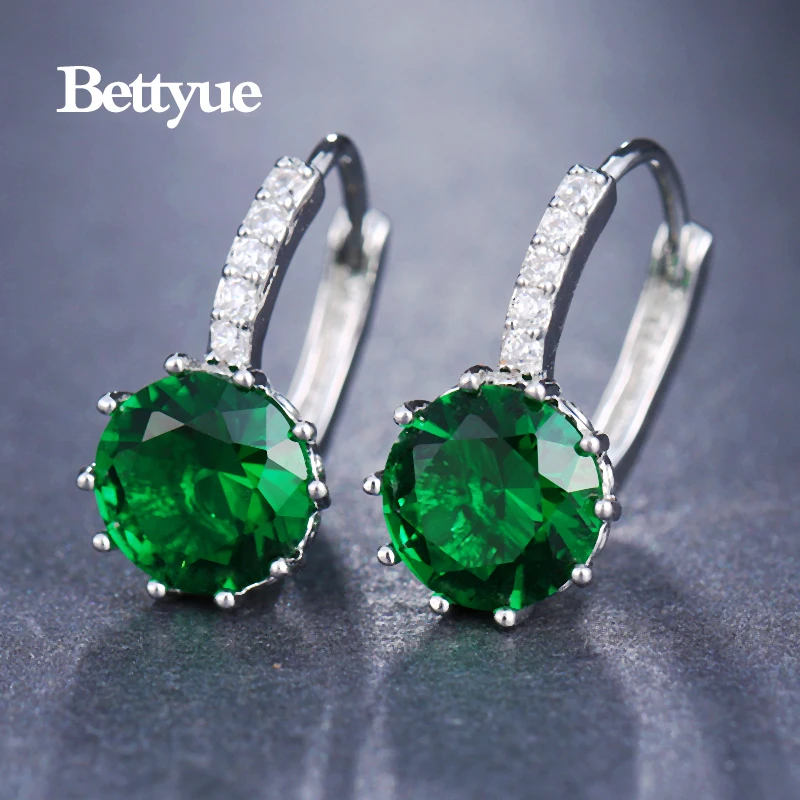 Bettyue Brand Hot Fashion Luxury Charm AAA Cubic Zircon Twelve Colors Round Jewelry Earrings For Woman Florid Wedding Party Gift