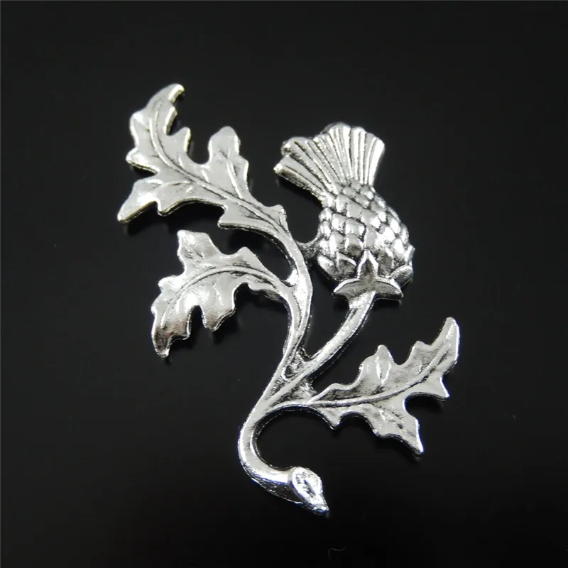 GraceAngie 10PCS Antique Style Silver Color Tone Alloy THISTLE Pendant Jewelry Accessory  47*32*2MM  32136