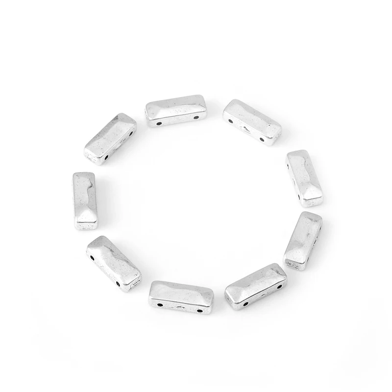 10pcs/lot 2-Hole rectangle antique silver Alloy Spacer Bar beads Jewelry Making DIY Connectors Charm for necklace bracelet