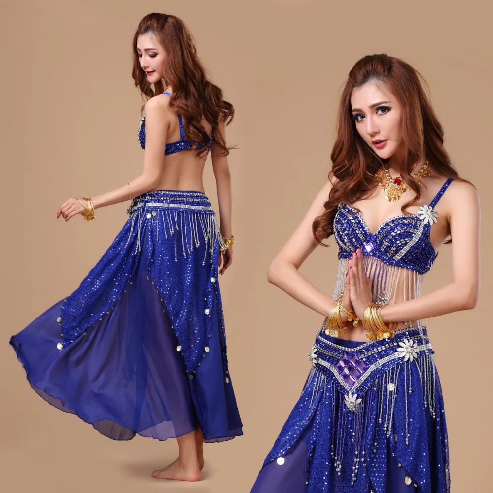 Belly Dancing Clothes Bra&Belt&Skirt Women Bellydance Lady Bollywood Dance Costumes Indian Dresses Danza Tribal Belly-dance