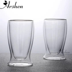 Arshen 450ML Creative Egg Shaped Double Wall Shot Glass Clear Handmade Heat Resistant Tea Drink Cups Drink Mug Coffee Glass Mugs