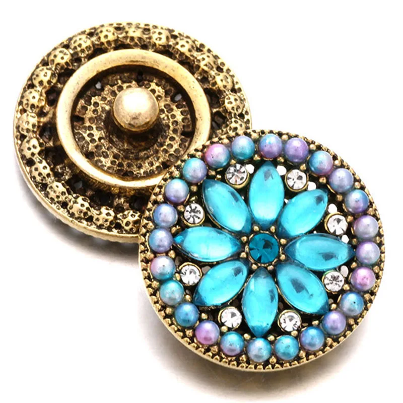 Wholesale w041 3D 18mm rhinestone metal snap button for Bracelet Necklace Jewelry For Women Fashion accessorie