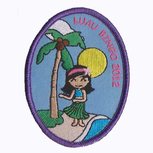 LUAU BINGO Embroidered Patch with Merrow Boarder and PVC Backing Comes in Various Colors and Custom MOQ50pcs Free Shipping