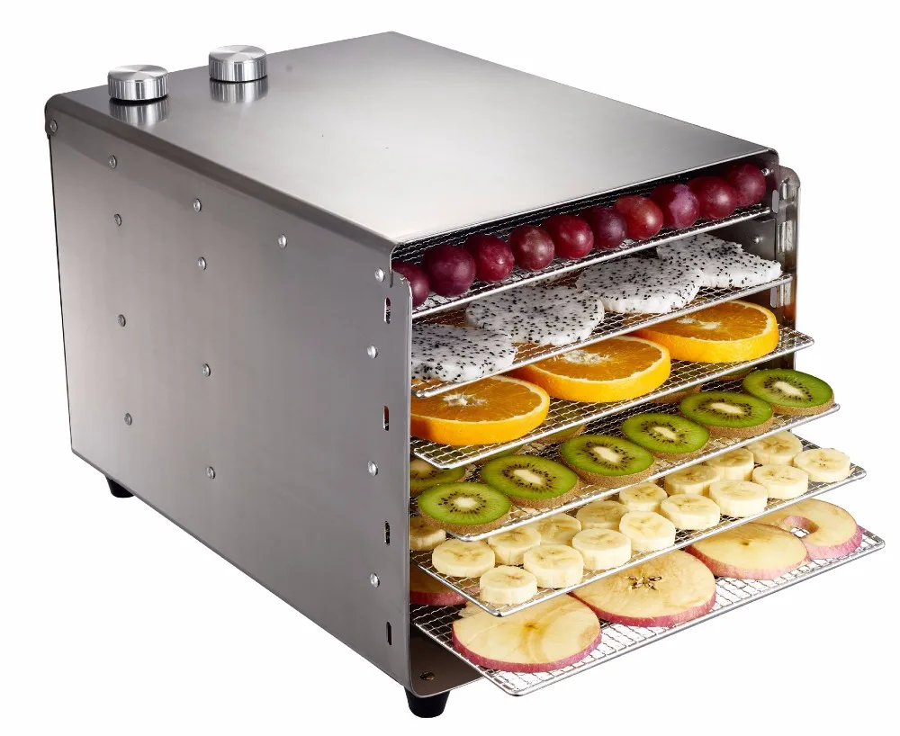 6 Trays Food Dehydrator Stainless Steel Snacks Dehydration Dryer Fruit Vegetable Herb Meat Drying Machine