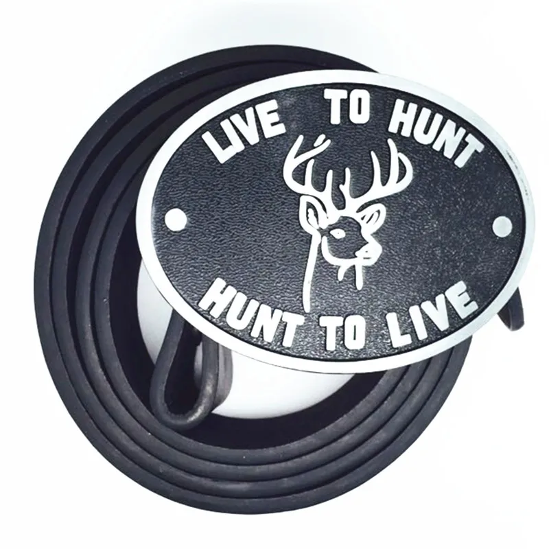 

The cowboys of the west belt buckle LIVE TO HUNT PU belt wear-resisting zinc alloy belt buckle 4.0 CM