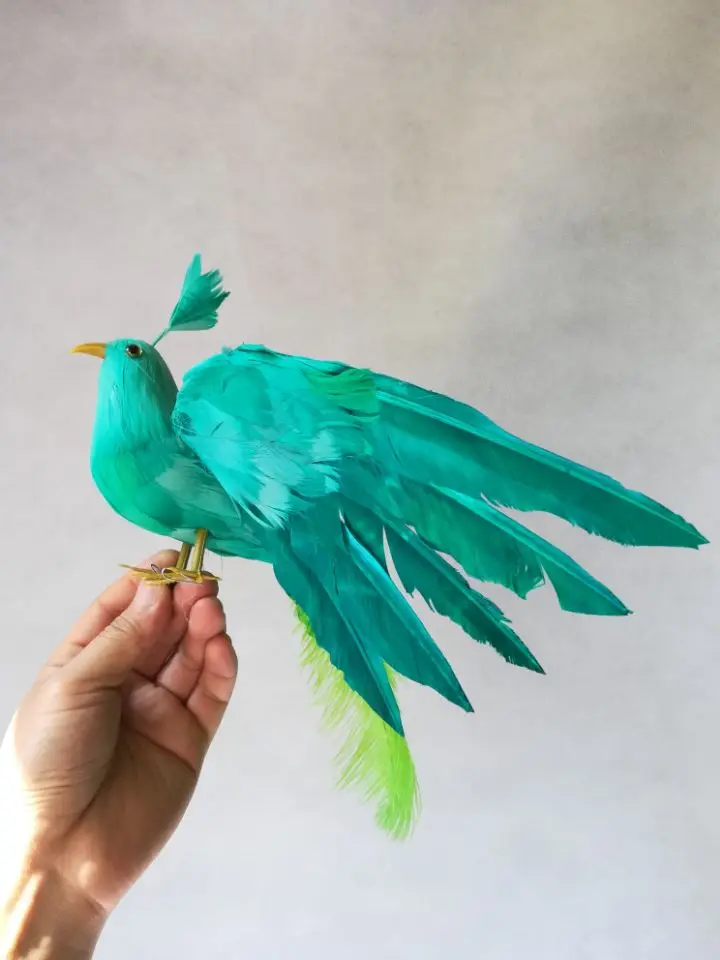 Plumas verdes de pájaro de la vida real, modelo de pájaro Phoenix de alrededor de 30x35cm, alas extensibles, accesorio de filmación de aves, Decoración, regalo h1088