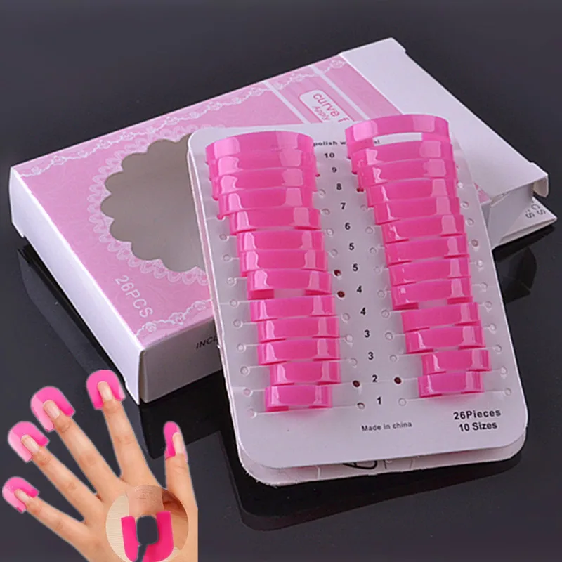 Wholesale 200sets Manicure Tools 26pcs Nail Polish Edge Anti-Flooding Plastic Template Clip Model Folders Template Clip& Sticker