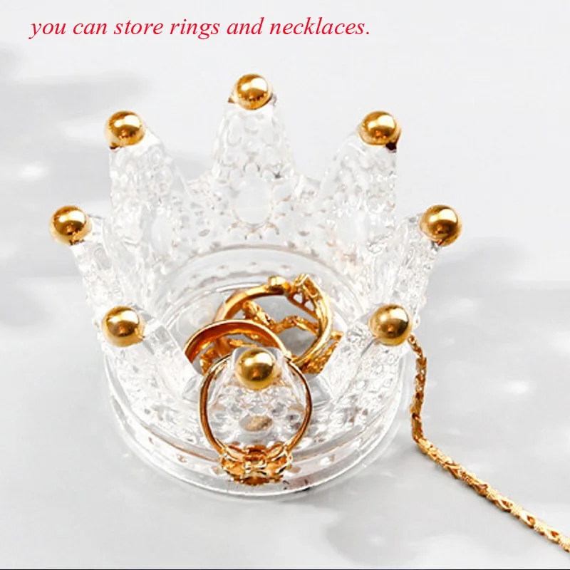 

Creative glass crown candlestick embossed ring beauty egg tray put cosmetic egg shelf jewelry storage box