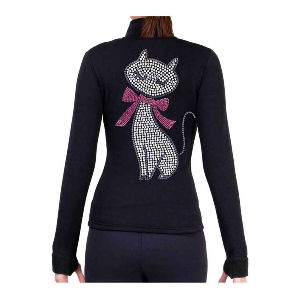 Figure Skating Fleece Jacket Women\'s Ice Skating Sweatshirt Top Black  Spandex Stretchy Performance Practise Skating Wear