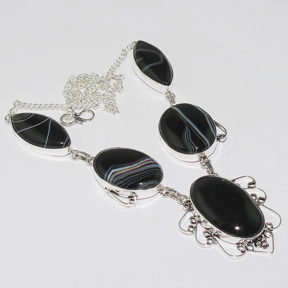 Botswana Agates    Necklace  Silvers Overlay over Copper ,49.2cm, N1134