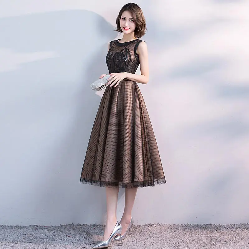 FADISTEE New arrival modern party dress evening dresses prom lace pattern A-line O-neck elegant 2019 gold sashes