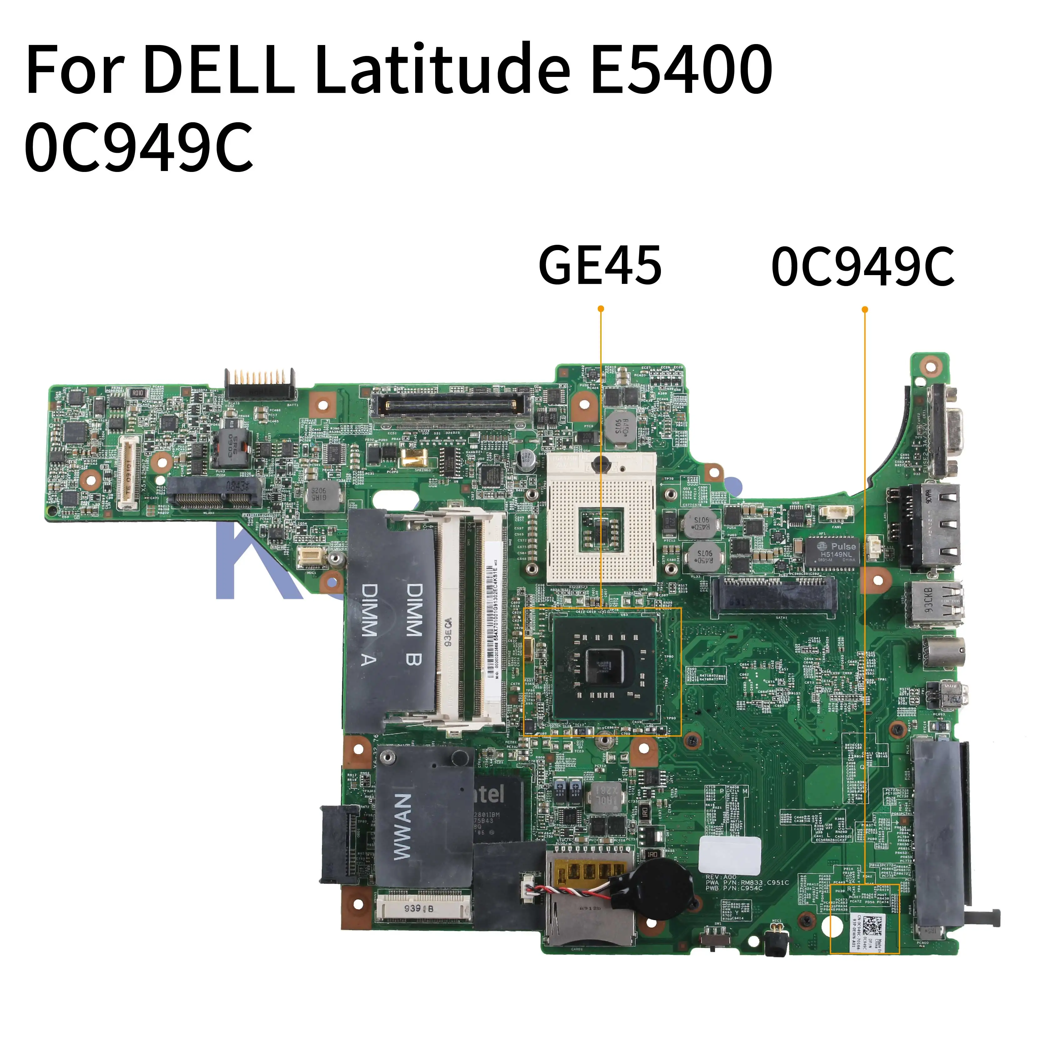 

KoCoQin Laptop motherboard For DELL Latitude E5400 Mainboard CN-0C949C 0C949C GE45